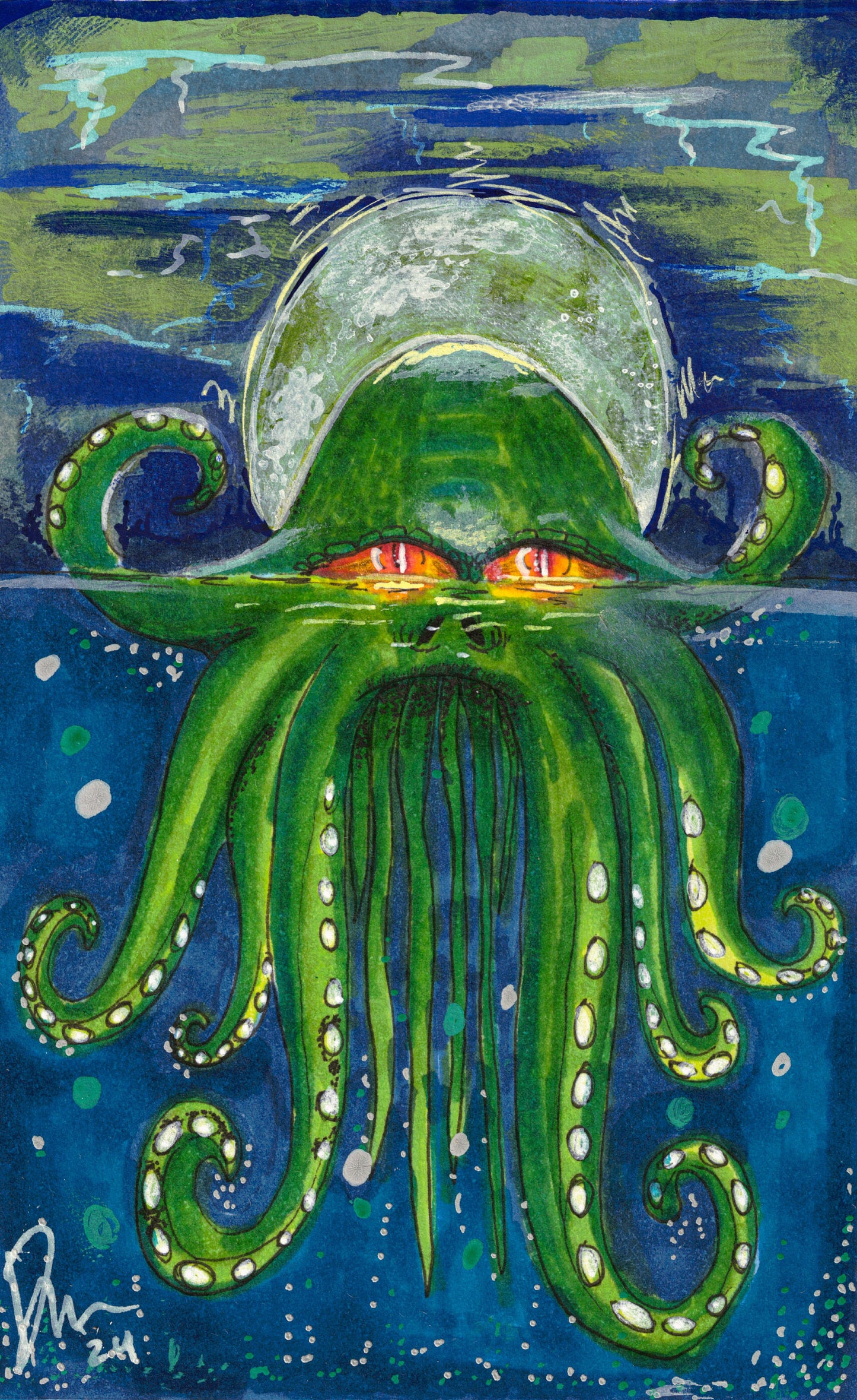 LIMITED SUPPLY-Traditional Cthulhu-(8" × 10")